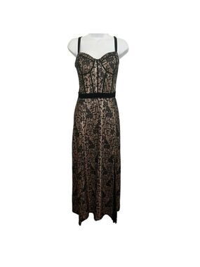 Galina Signature Formal Black Lace Over Nude Gold Glitter Material 14​